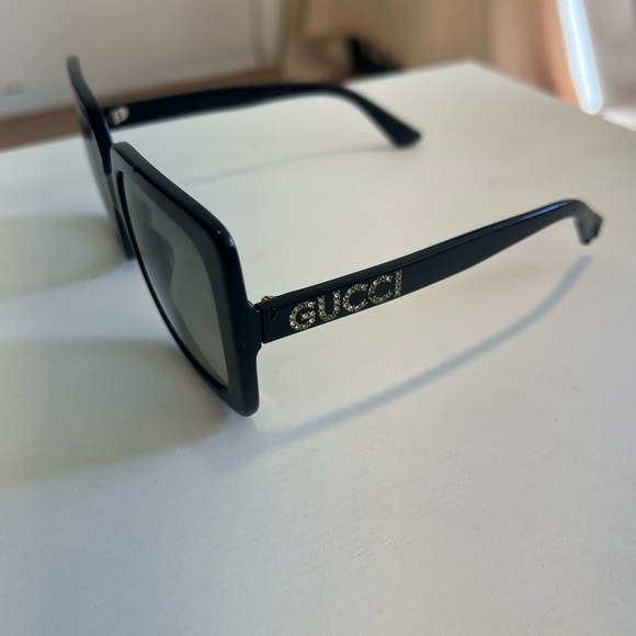 GUCCI GG0418S- Rhinestone Square Black and Gray Sunglasses (Read) main image 4